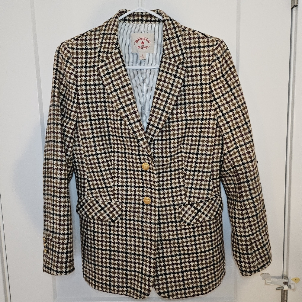 Brooks Brothers Red Fleece Moon plaid houndstooth pattern Blazer Golden Sheep